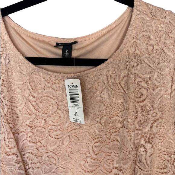 TORRID New With Tags Blush Pink Lace Trapeze Midi Dress Size 2 (18-20) - Picture 5 of 7